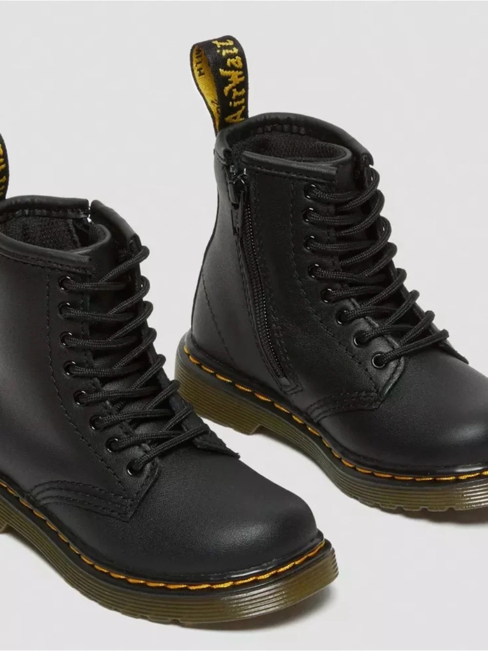 Dr. Martens Doc Boots Size 8 Toddler 1460 Softy T Combat Black Lace Up w Zip NIB